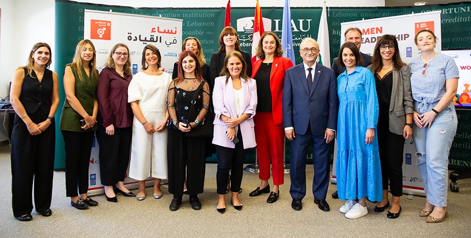 Participants of the launch event convene for a group photo. Photo: UN Women/ Lauren Rooney