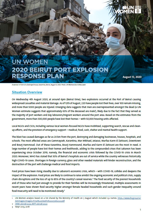 UN Women: 2020 Beirut Explosion Response Plan