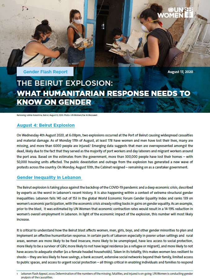 The Beirut Blast: What Humanitarian Response Needs to Know on Gender